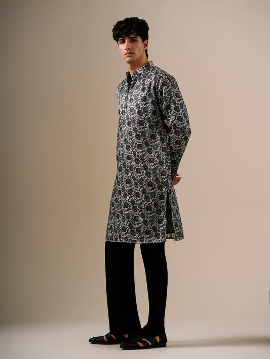 Charcoal Bloom Kurta Set