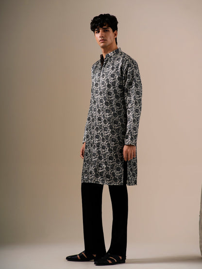 Charcoal Bloom Kurta Set