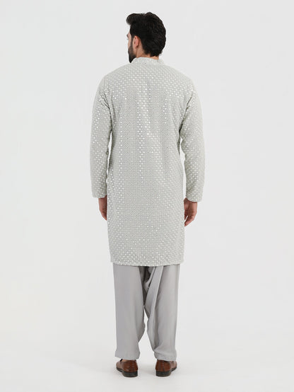 Pastel Blue Mirror Glow Kurta Set