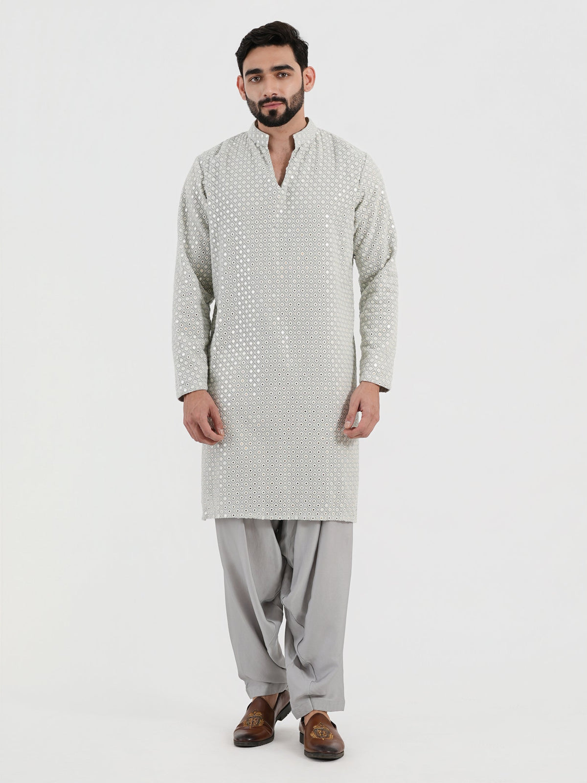Pastel Blue Mirror Glow Kurta Set