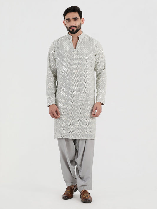Pastel Blue Mirror Glow Kurta Set