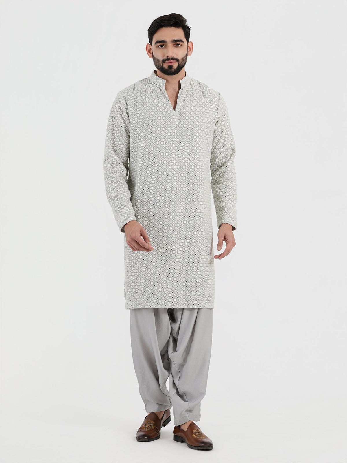 Pastel Blue Mirror Glow Kurta Set
