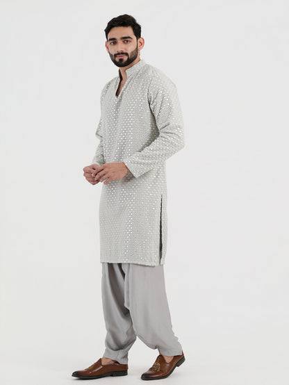 Pastel Blue Mirror Glow Kurta Set