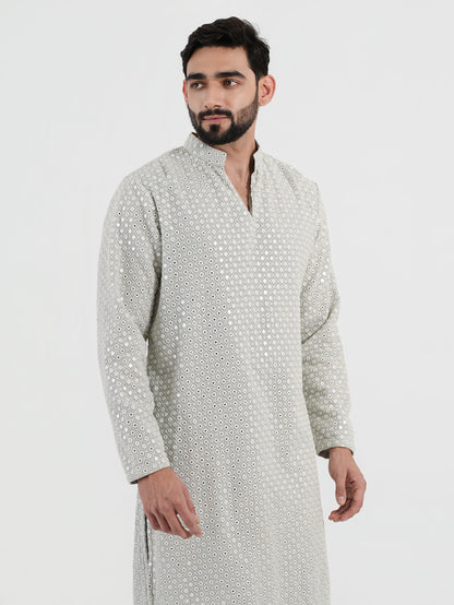 Pastel Blue Mirror Glow Kurta Set