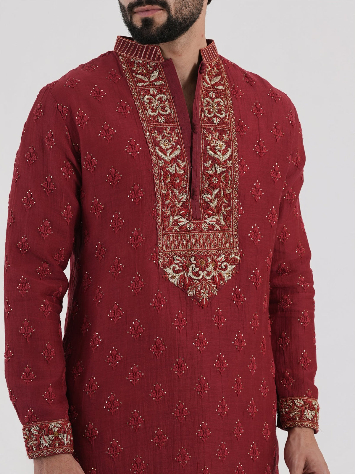 Ruby Zardozi Kurta Set
