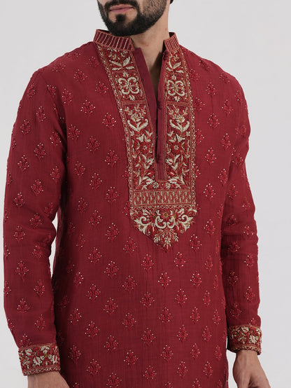Ruby Zardozi Kurta Set
