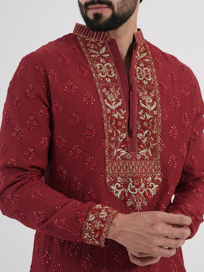 Ruby Zardozi Kurta Set