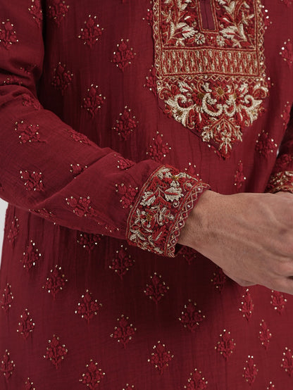 Ruby Zardozi Kurta Set
