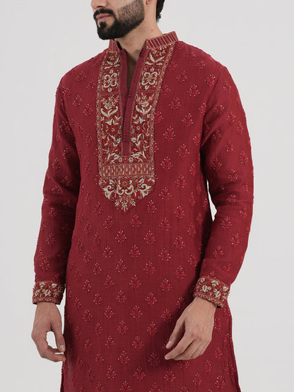 Ruby Zardozi Kurta Set