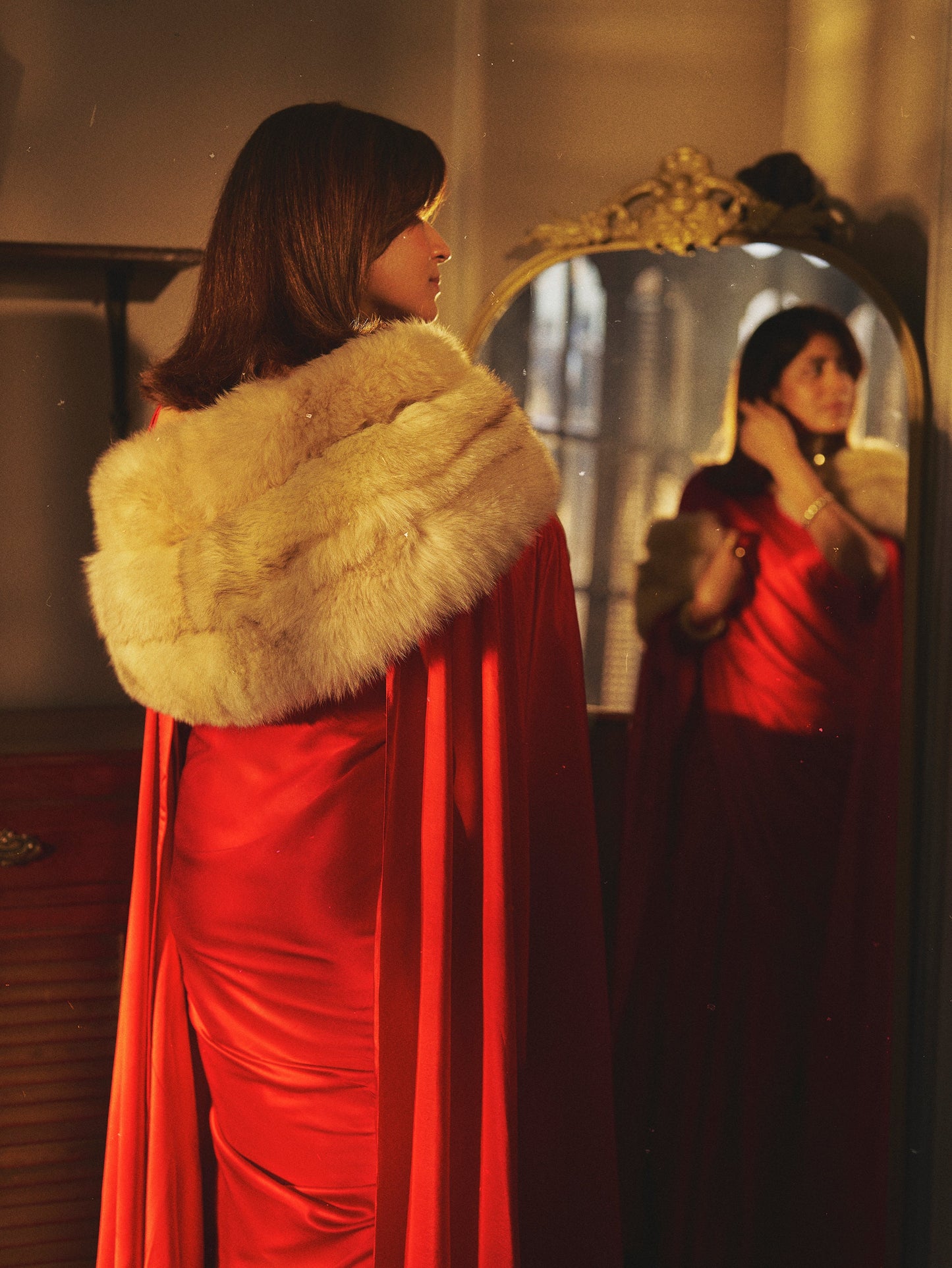 Handwoven Scarlet Satin Saree