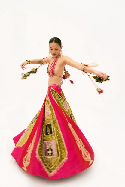 ‘Pink Palm Parade’ Lehenga