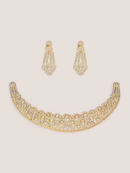 Nyra Gold Finish Jadau Necklace Set