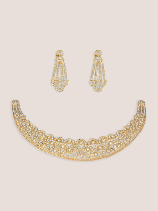 Nyra Gold Finish Jadau Necklace Set