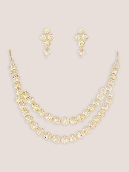 Neena White Gold Finish Jadau Long Set