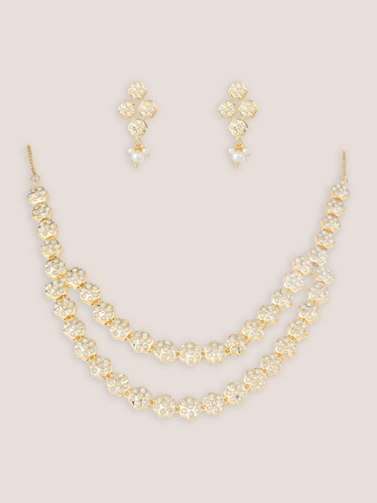 Neena White Gold Finish Jadau Long Set
