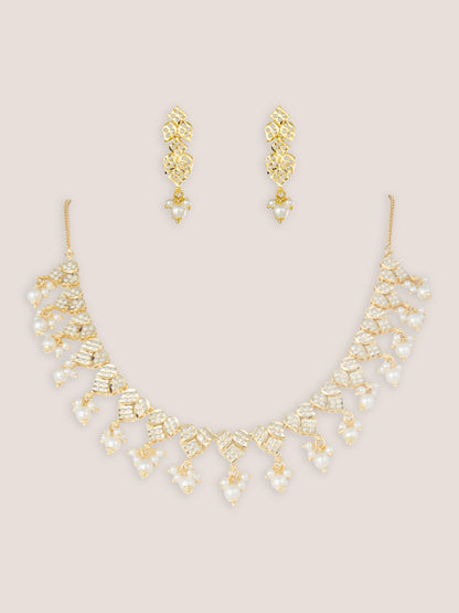 Aishani Gold Finish Jadau Necklace Set