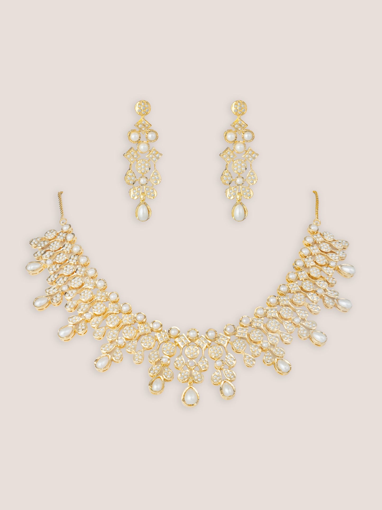 Vaidehi Gold Finish Jadau Necklace Set