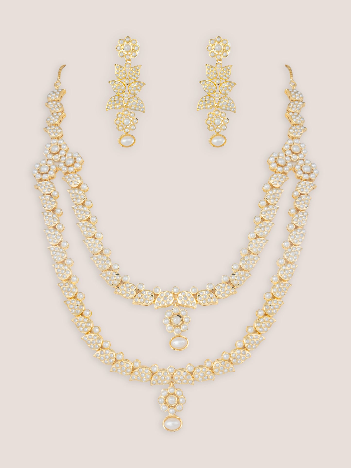 Manasvi Gold Finish Jadau Long Set