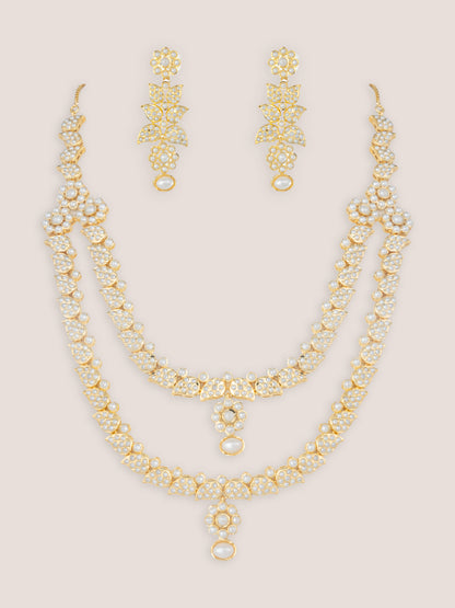 Manasvi Gold Finish Jadau Long Set