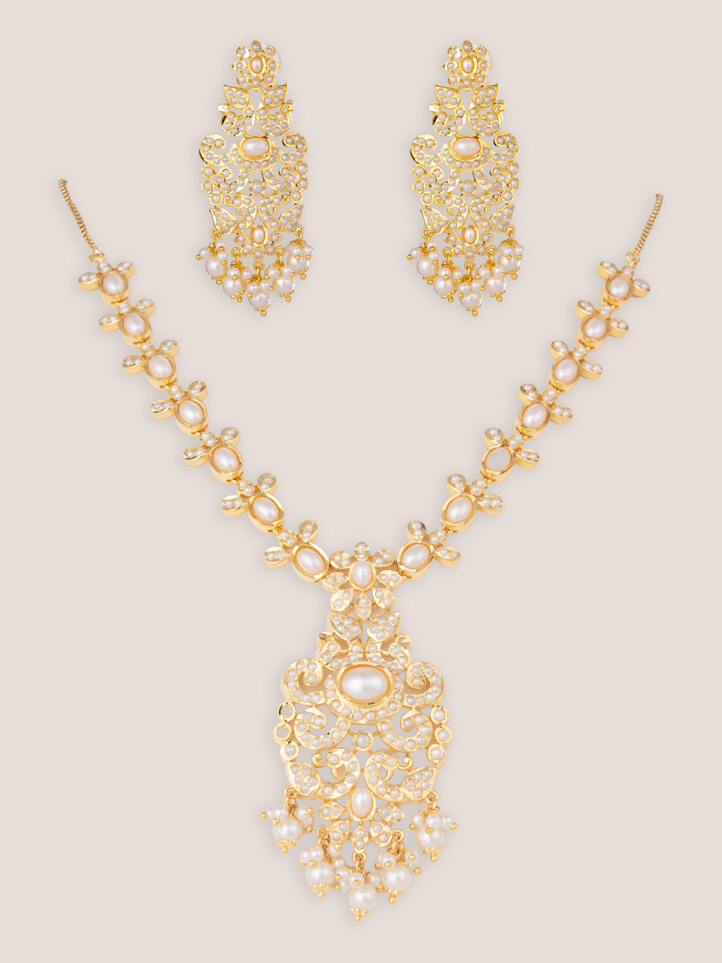 Nakriti Gold Finish Jadau Long Set