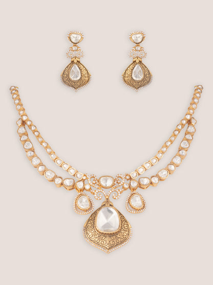 Nirvah Gold Finish Moissanite Necklace Set