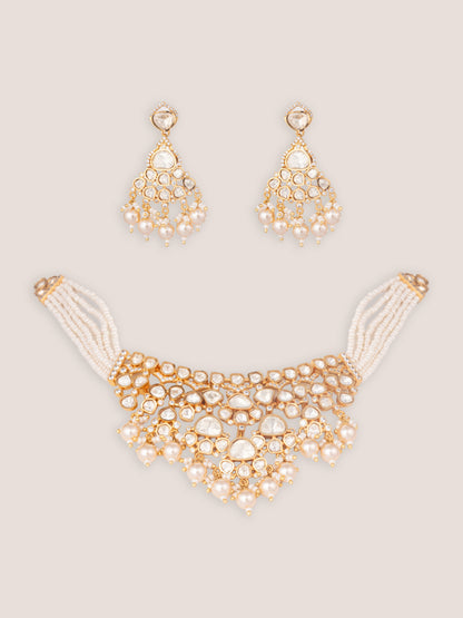 Twisha Gold Finish Moissanite Choker