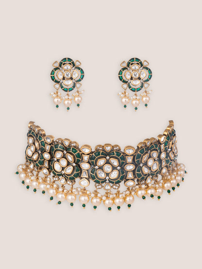 Rishika Green Kundan Choker