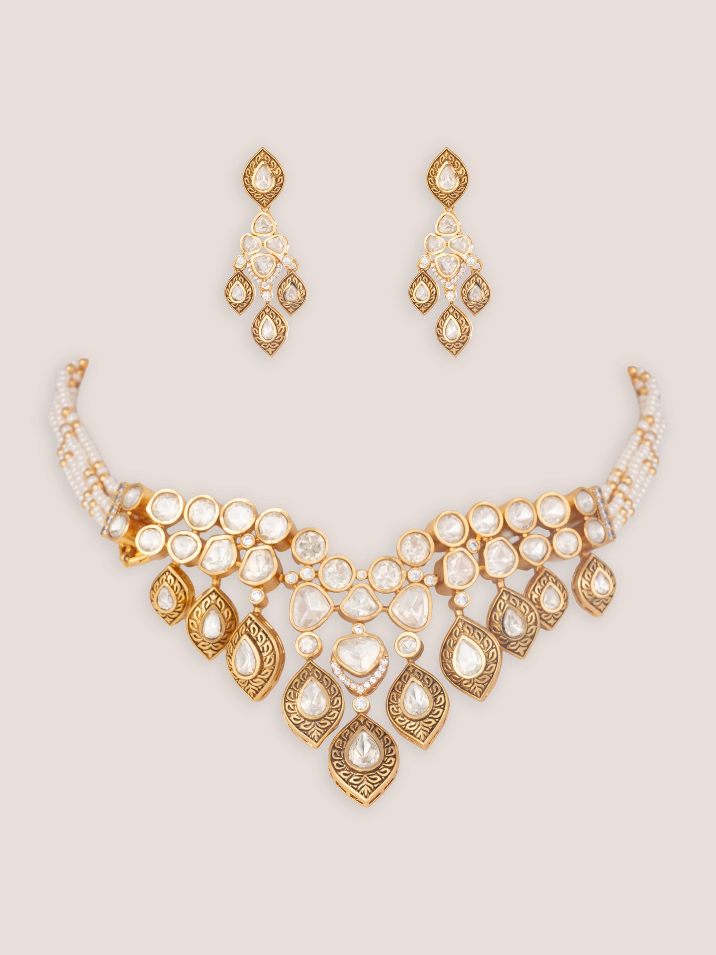 Arshita Gold Finish Moissanite Choker