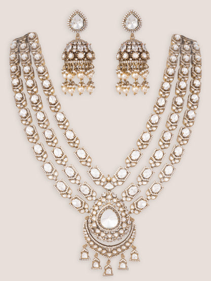 Rishmika Rhodium Plated Polki Long Set
