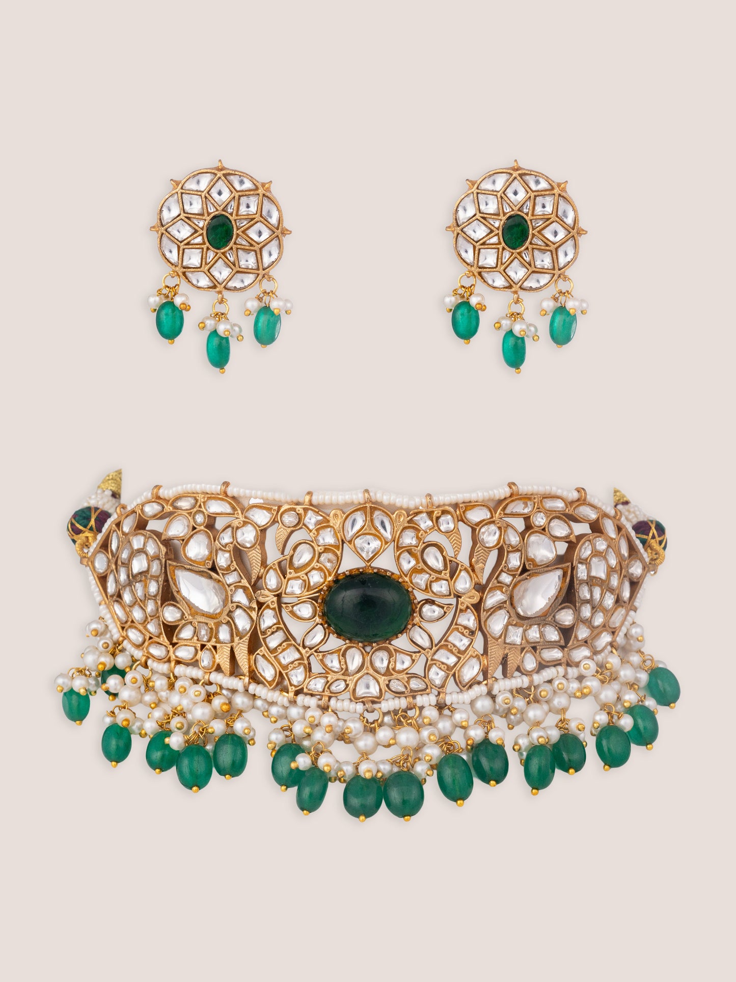 Sumeera Green Pearl Kundan Choker