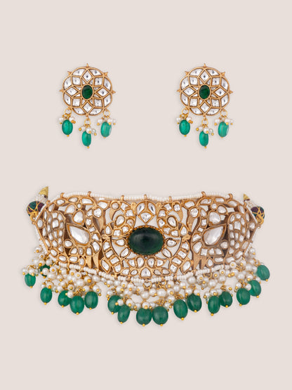 Sumeera Green Pearl Kundan Choker