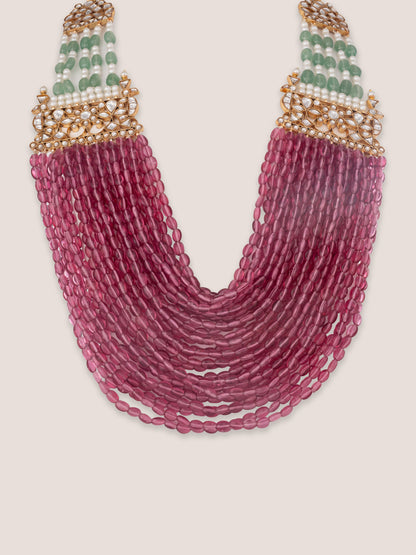 Oraya Pink Kundan Necklace Set