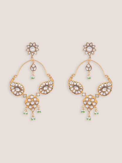 Zafira Gold Finish Kundan Chandbalis