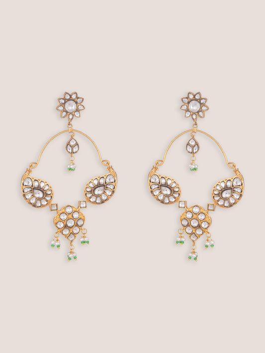 Zafira Gold Finish Kundan Chandbalis