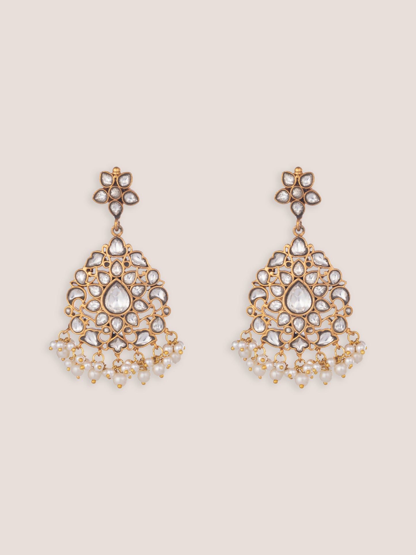 Yukta Gold Finish Kundan Earrings