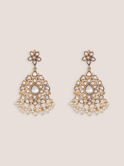 Yukta Gold Finish Kundan Earrings