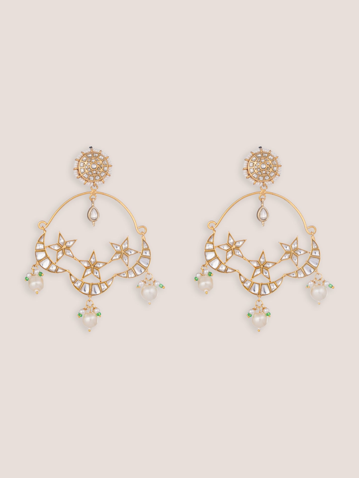 Sitara Gold Finish Kundan Chandbalis