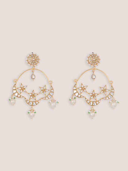 Sitara Gold Finish Kundan Chandbalis