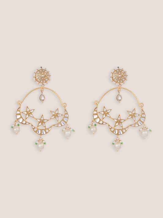 Sitara Gold Finish Kundan Chandbalis
