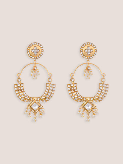 Fira Gold Finish Kundan Chandbalis