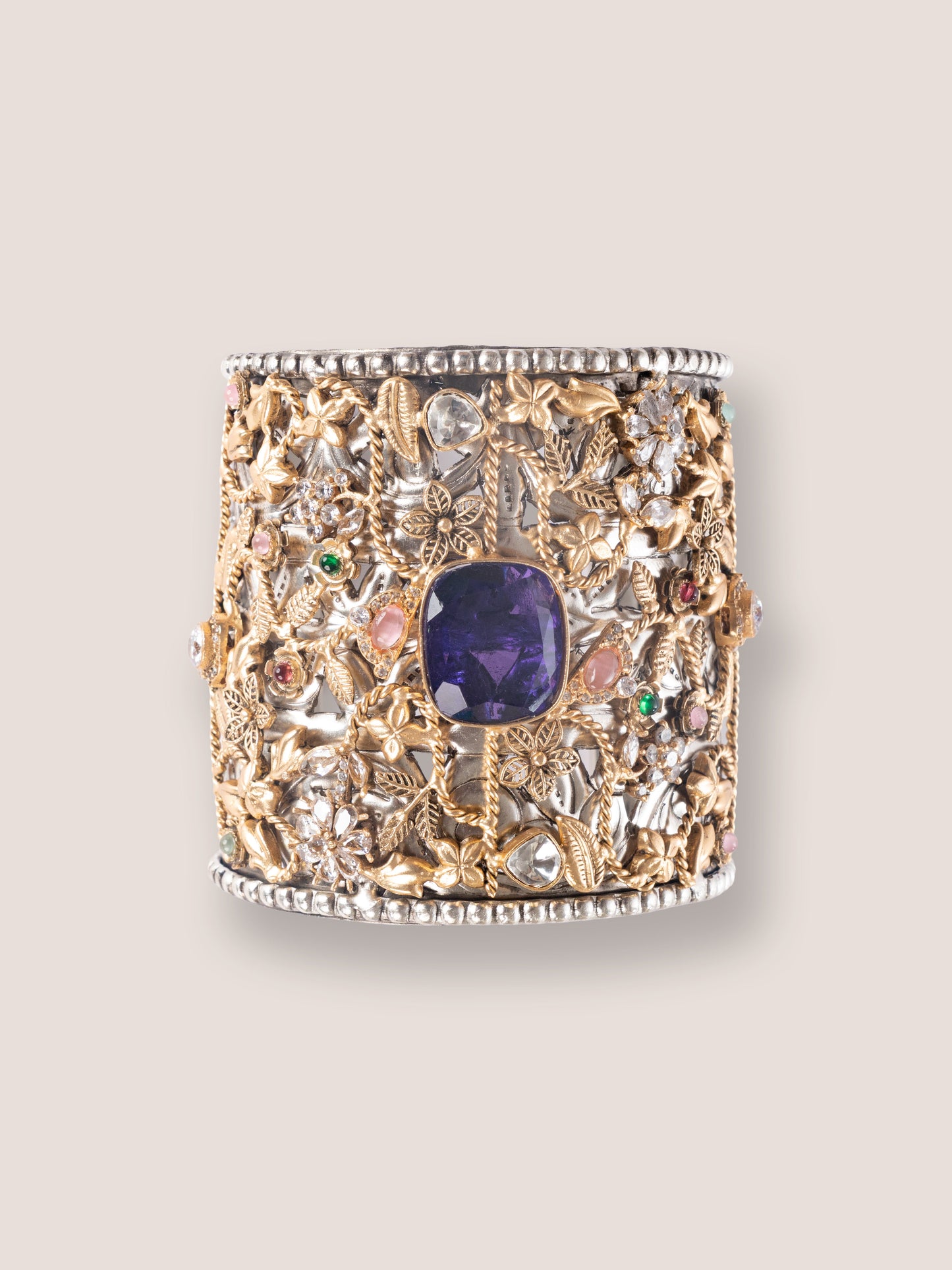 Tanvi Purple Metal Kundan Bracelet