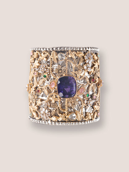 Tanvi Purple Metal Kundan Bracelet