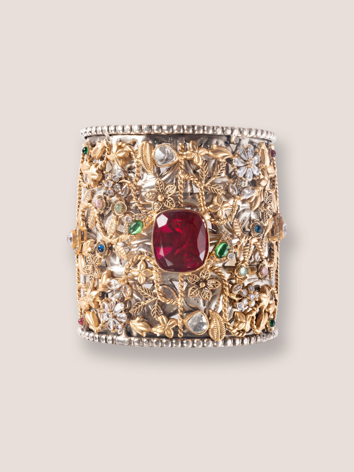 Tanvi Red Metal Kundan Bracelet