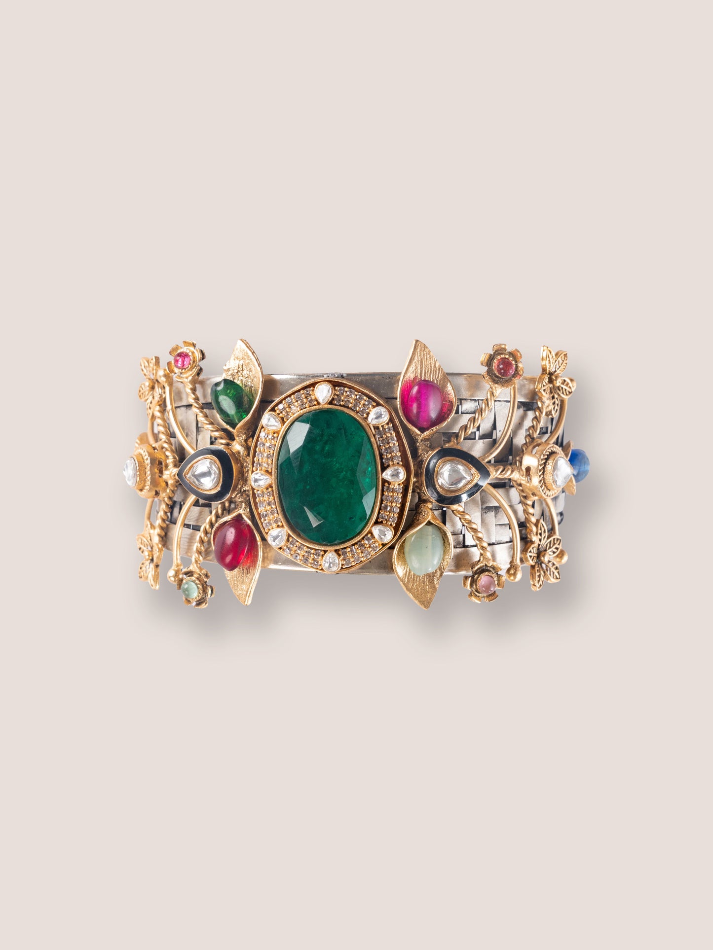 Avanti Green Metal Kundan Bracelet