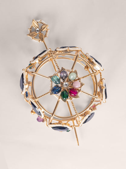 Krishna Multicolor Kundan Hair Bun Cage