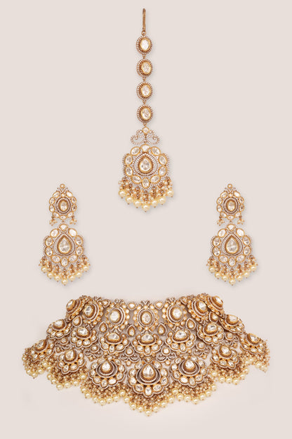 Gamya Two Tone Finish Polki Bridal Set