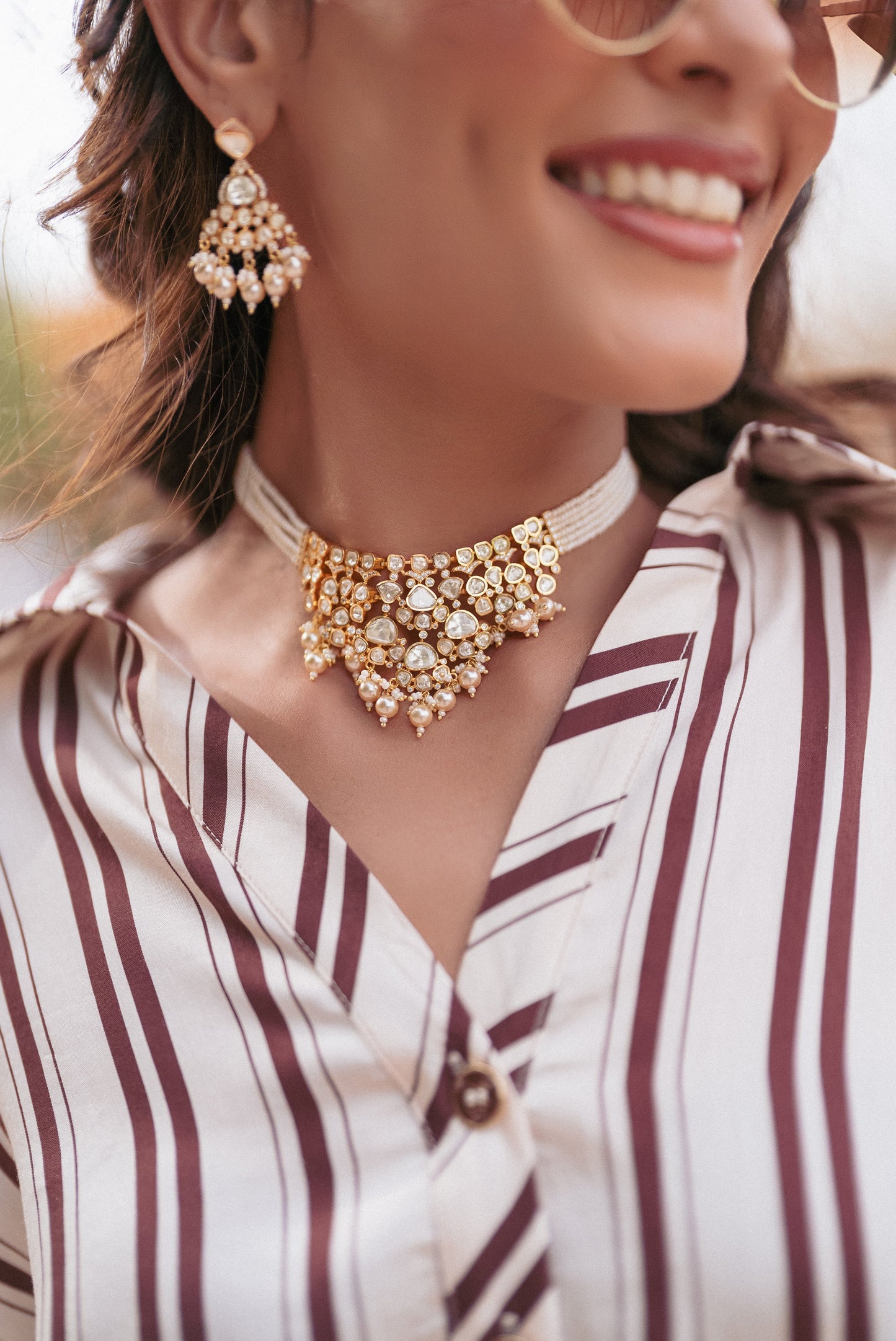 Twisha Gold Finish Moissanite Choker