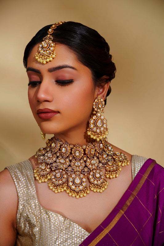 Gamya Two Tone Finish Polki Bridal Set