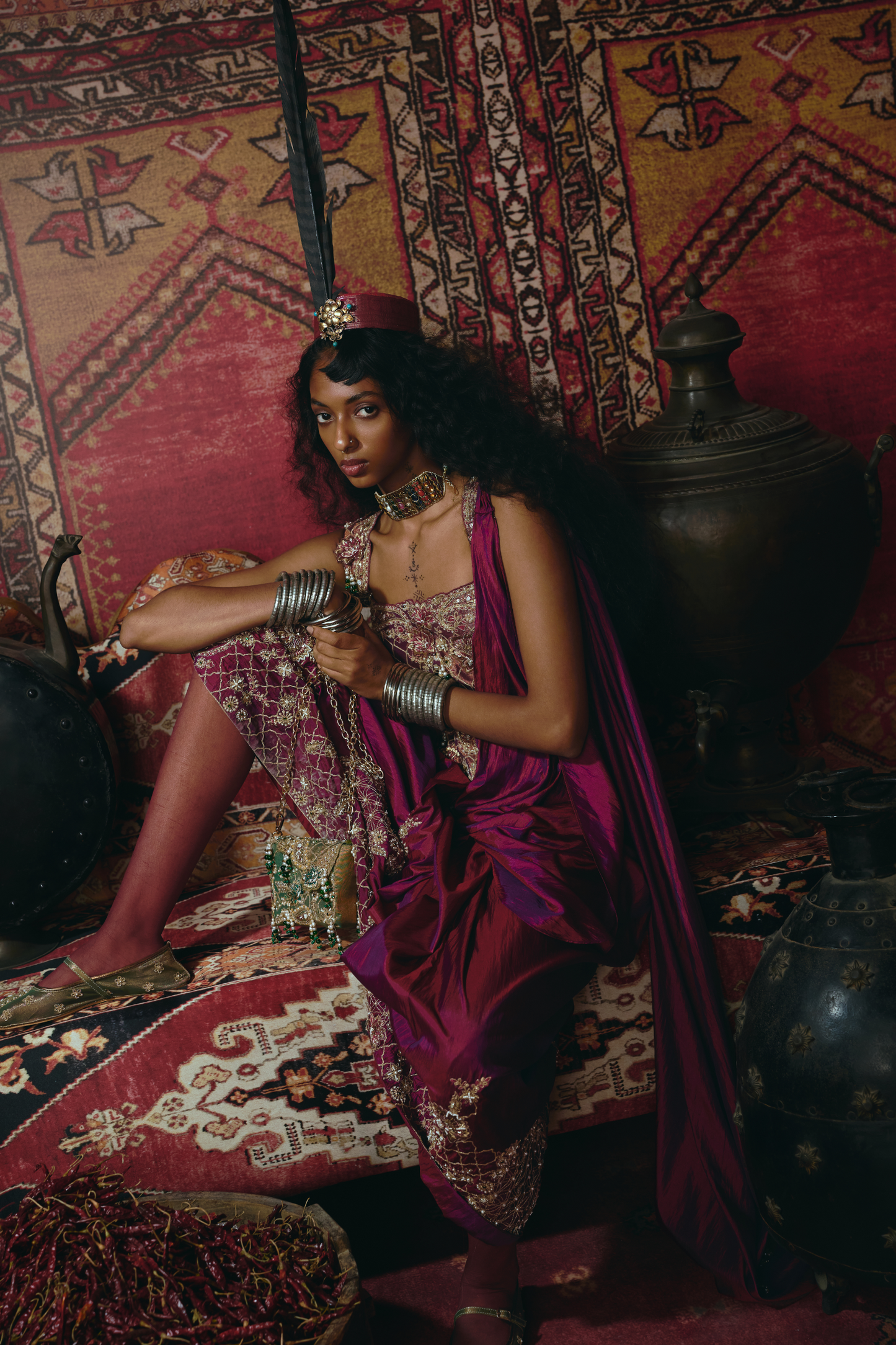 Purple Drape Skirt and Corset Set