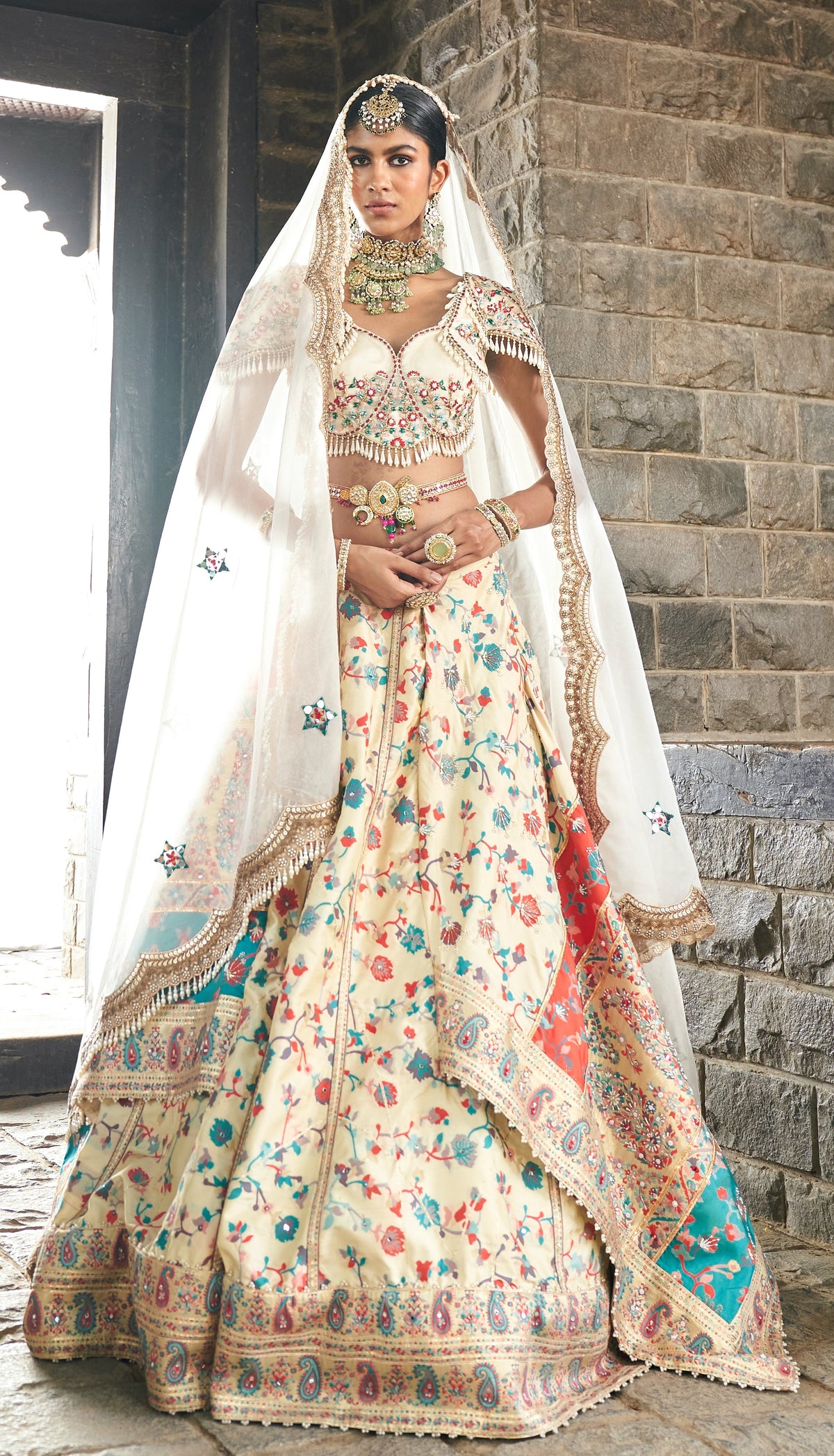 Ivory kani Embroidered Lehenga